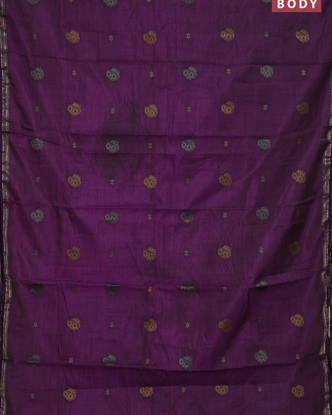 Semi raw silk saree violet with thread woven buttas and thread woven border