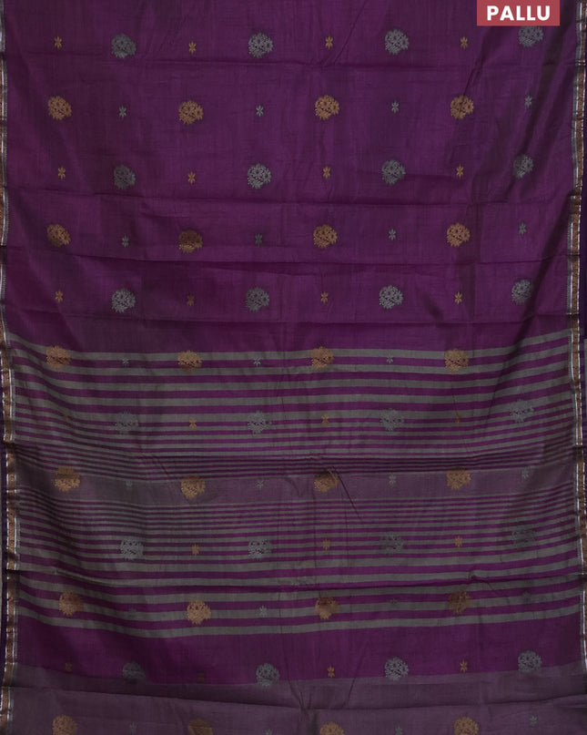 Semi raw silk saree violet with thread woven buttas and thread woven border