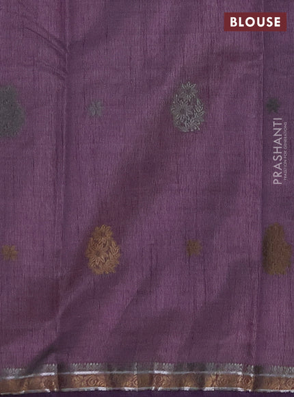 Semi raw silk saree violet with thread woven buttas and thread woven border