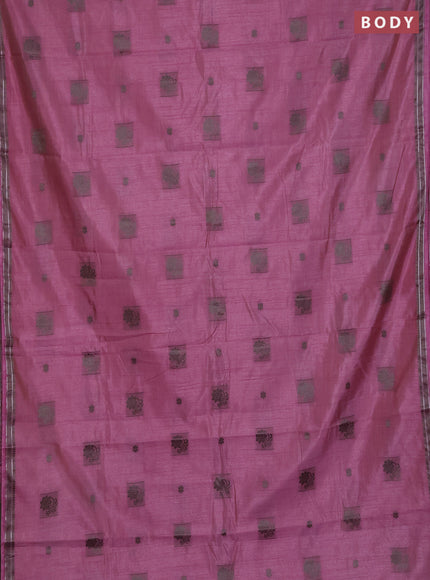 Semi raw silk saree mauve pink with thread woven buttas and thread woven border