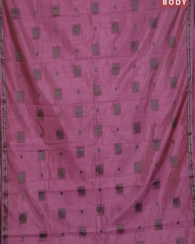 Semi raw silk saree mauve pink with thread woven buttas and thread woven border