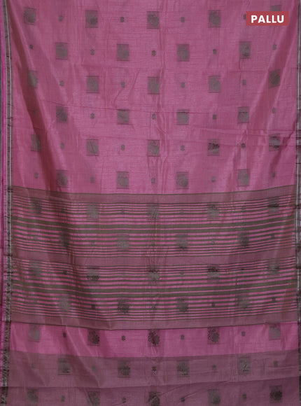 Semi raw silk saree mauve pink with thread woven buttas and thread woven border