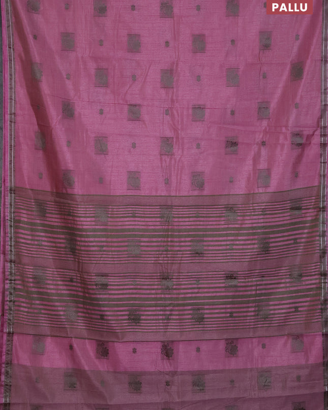 Semi raw silk saree mauve pink with thread woven buttas and thread woven border