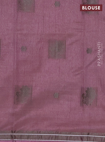 Semi raw silk saree mauve pink with thread woven buttas and thread woven border