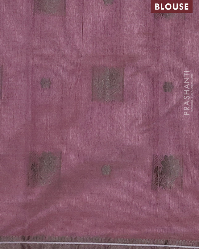 Semi raw silk saree mauve pink with thread woven buttas and thread woven border