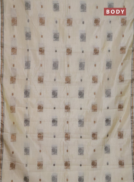 Semi raw silk saree cream with thread woven buttas and thread woven border