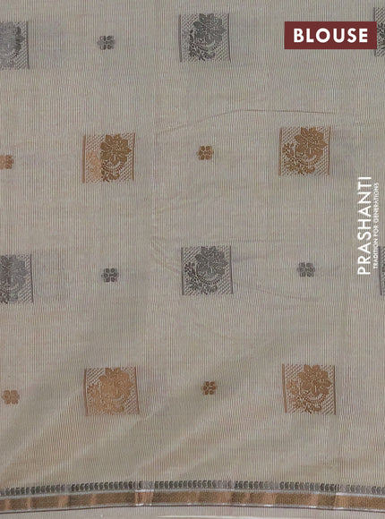 Semi raw silk saree cream with thread woven buttas and thread woven border