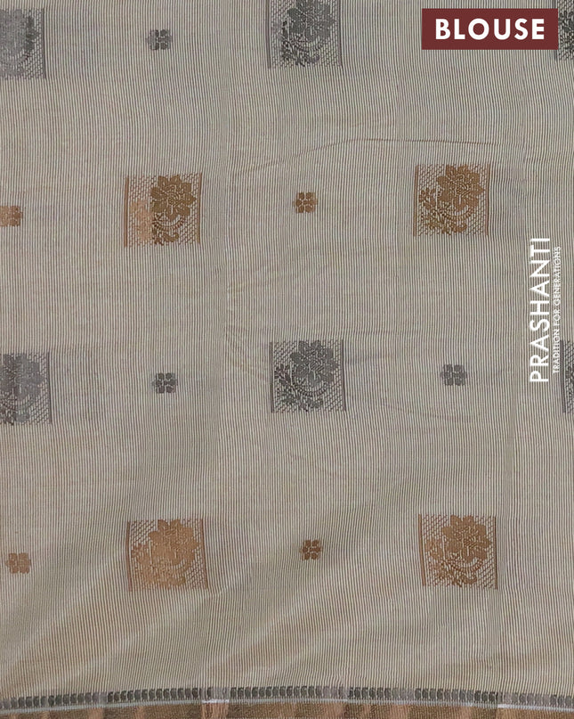 Semi raw silk saree cream with thread woven buttas and thread woven border