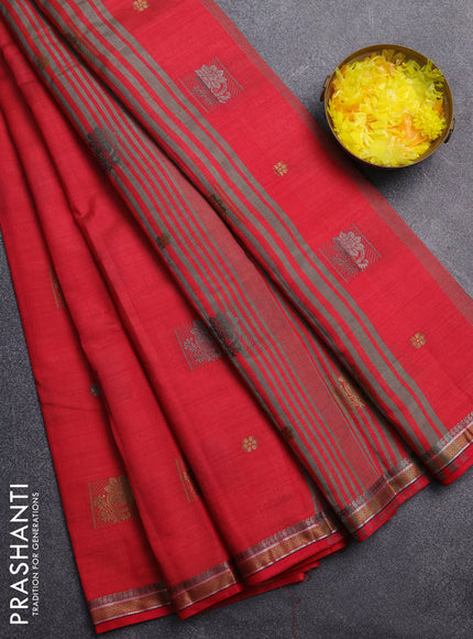 Semi raw silk saree pink with thread woven buttas and thread woven border