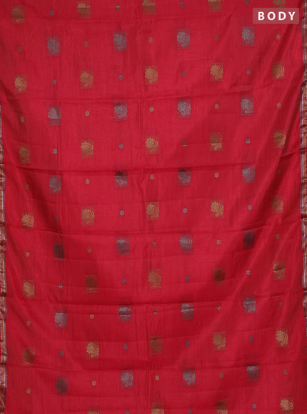 Semi raw silk saree pink with thread woven buttas and thread woven border