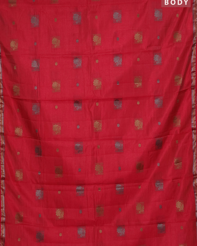 Semi raw silk saree pink with thread woven buttas and thread woven border