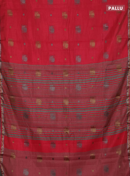 Semi raw silk saree pink with thread woven buttas and thread woven border