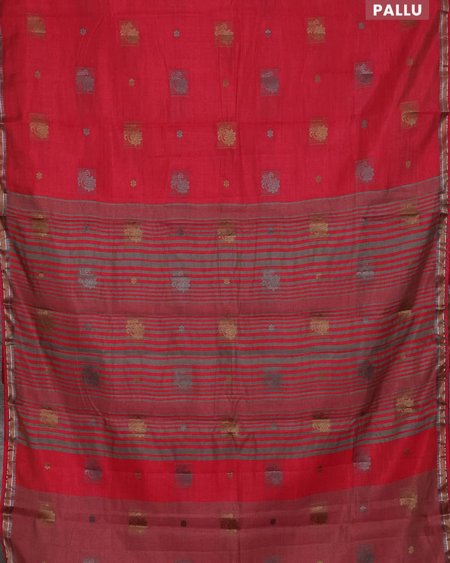 Semi raw silk saree pink with thread woven buttas and thread woven border