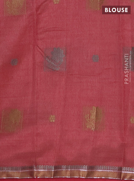 Semi raw silk saree pink with thread woven buttas and thread woven border