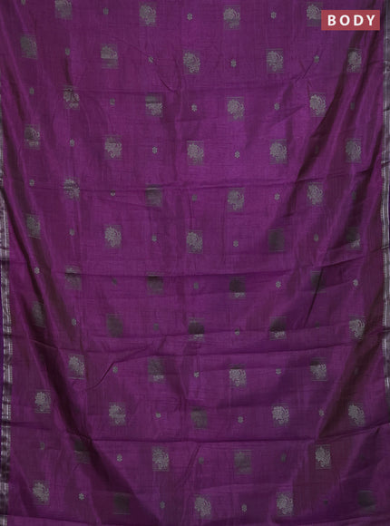 Semi raw silk saree violet with thread woven buttas and thread woven border