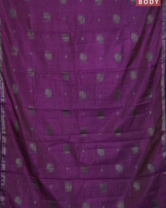 Semi raw silk saree violet with thread woven buttas and thread woven border