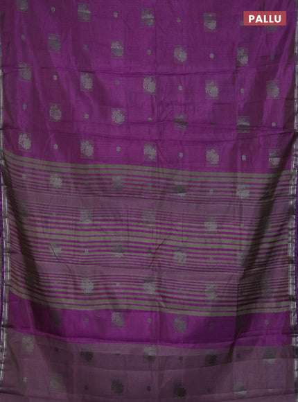 Semi raw silk saree violet with thread woven buttas and thread woven border