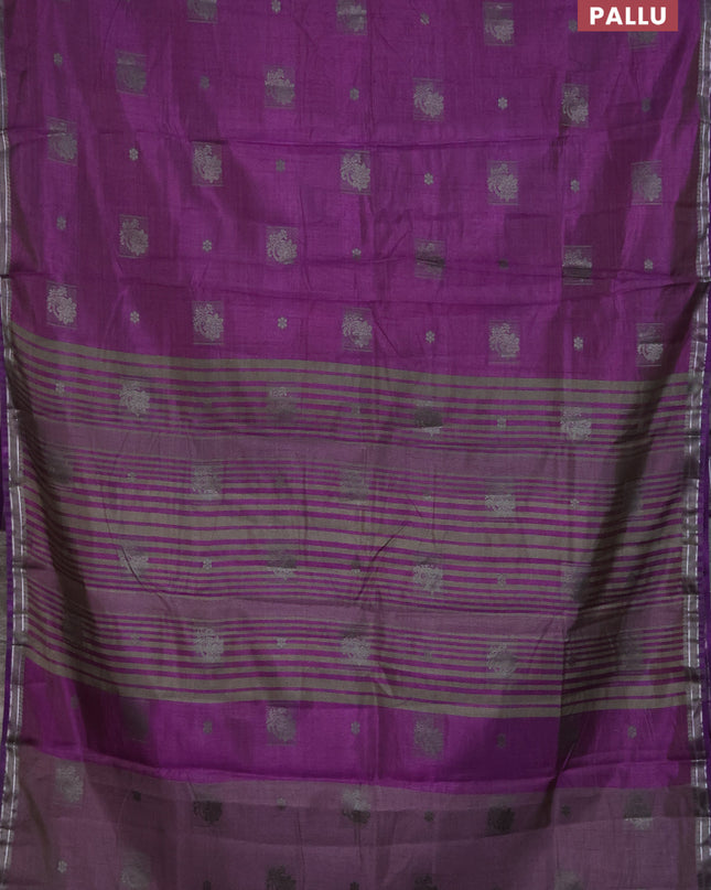 Semi raw silk saree violet with thread woven buttas and thread woven border