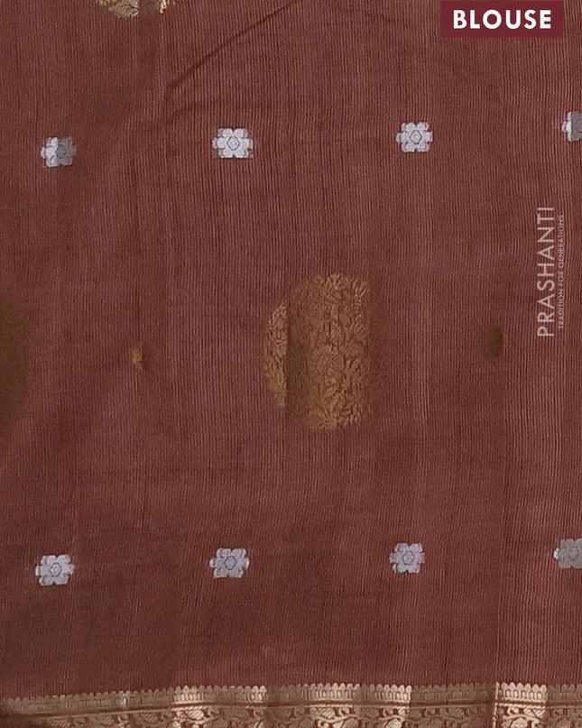 Semi raw silk saree deep maroon with thread & zari woven buttas and zari woven border