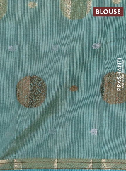 Semi raw silk saree light blue with thread & zari woven buttas and zari woven border