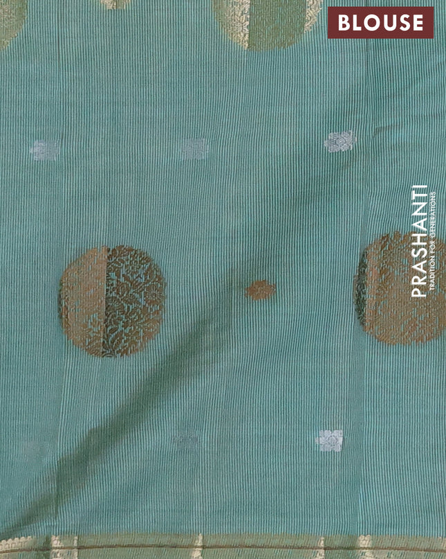 Semi raw silk saree light blue with thread & zari woven buttas and zari woven border