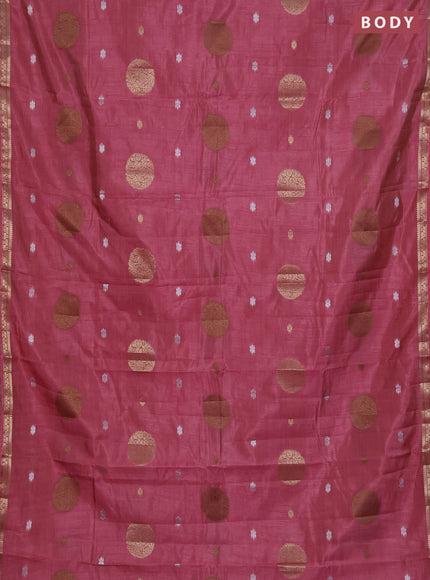 Semi raw silk saree mauve pink with thread & zari woven buttas and zari woven border