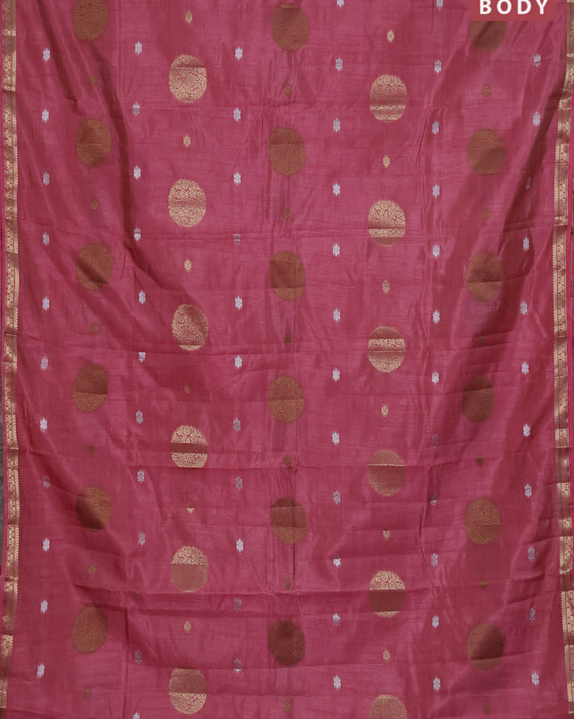 Semi raw silk saree mauve pink with thread & zari woven buttas and zari woven border