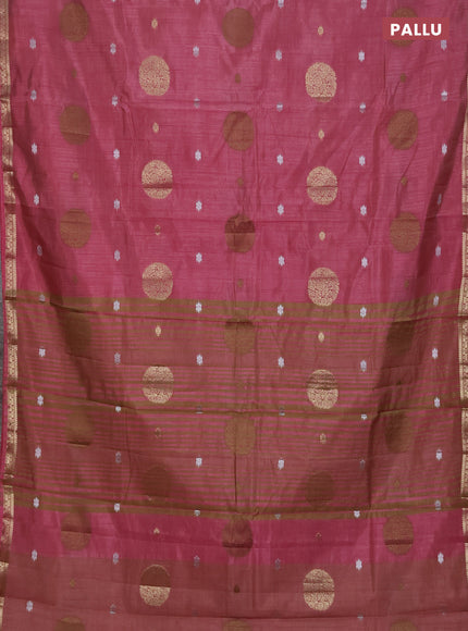 Semi raw silk saree mauve pink with thread & zari woven buttas and zari woven border