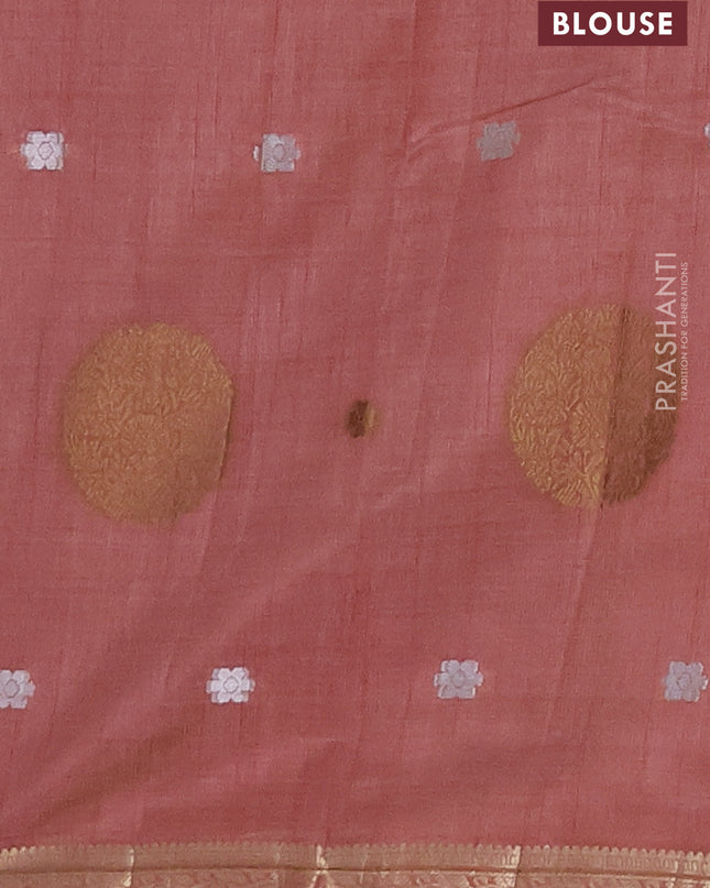 Semi raw silk saree mauve pink with thread & zari woven buttas and zari woven border