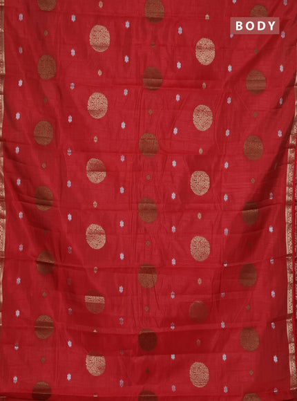 Semi raw silk saree red with thread & zari woven buttas and zari woven border