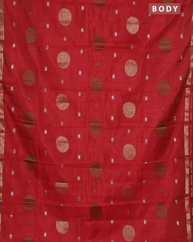 Semi raw silk saree red with thread & zari woven buttas and zari woven border