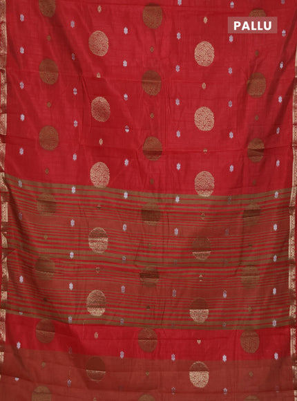 Semi raw silk saree red with thread & zari woven buttas and zari woven border