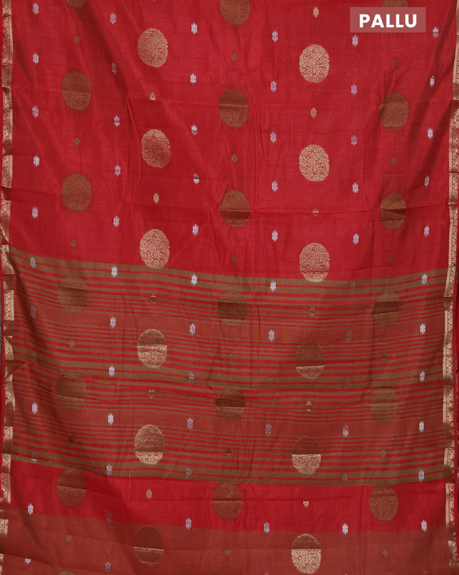 Semi raw silk saree red with thread & zari woven buttas and zari woven border