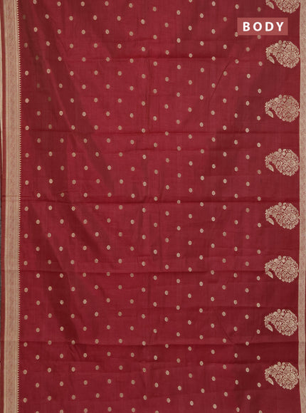 Semi raw silk saree maroon with zari woven buttas and zari woven border