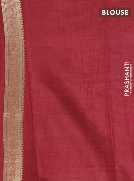 Semi raw silk saree maroon with zari woven buttas and zari woven border