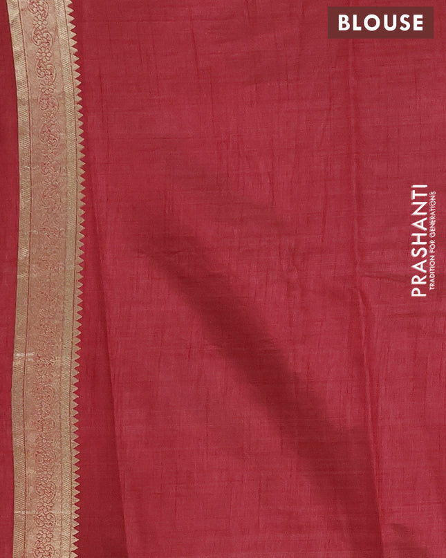Semi raw silk saree maroon with zari woven buttas and zari woven border
