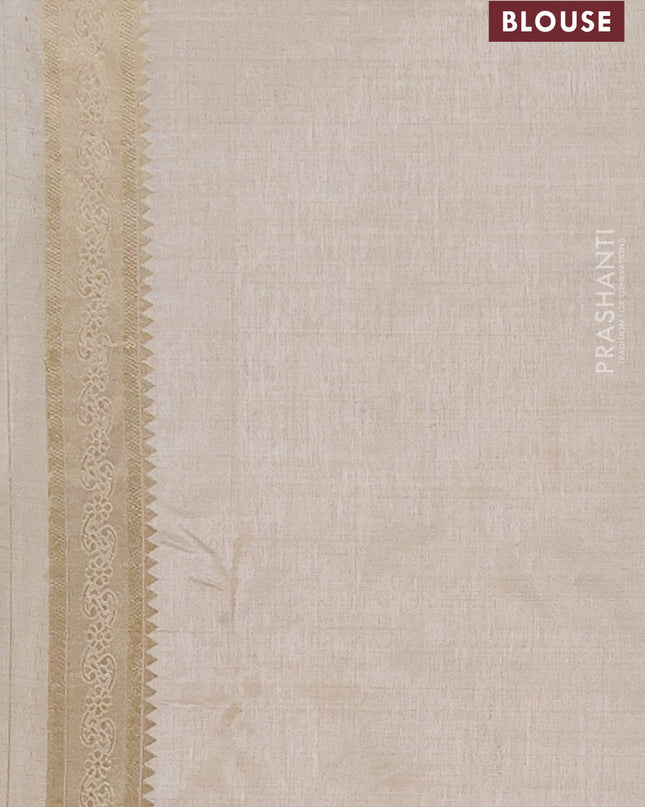 Semi raw silk saree cream with zari woven buttas and zari woven border