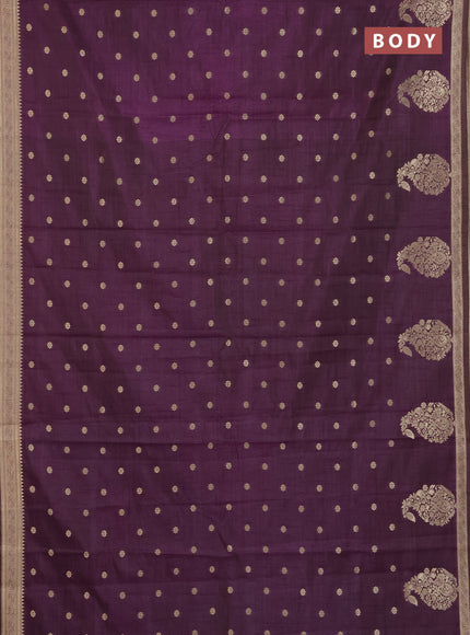 Semi raw silk saree purple with zari woven buttas and zari woven border