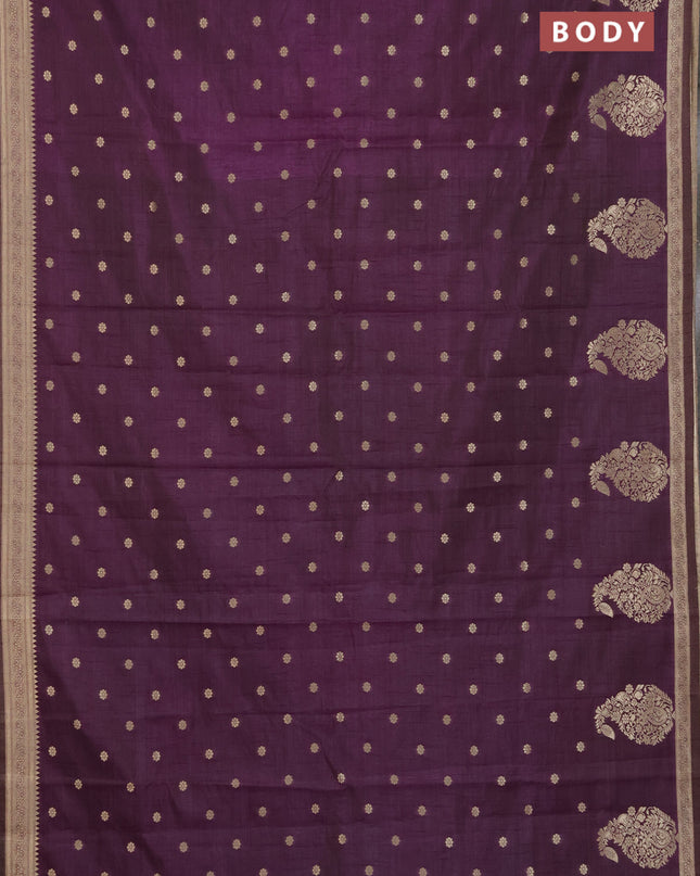 Semi raw silk saree purple with zari woven buttas and zari woven border