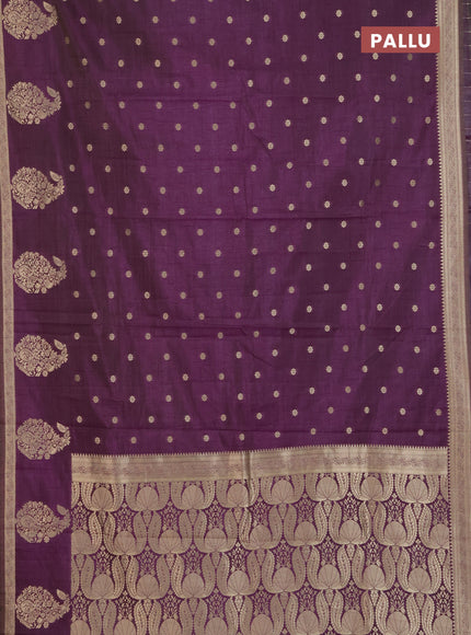 Semi raw silk saree purple with zari woven buttas and zari woven border