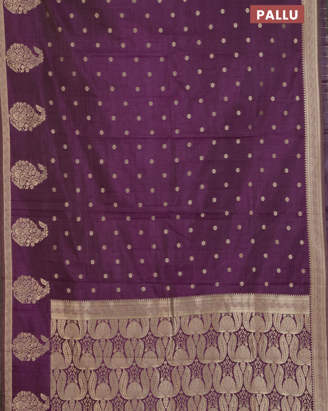 Semi raw silk saree purple with zari woven buttas and zari woven border