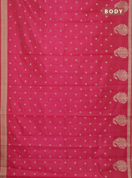Semi raw silk saree pink with zari woven buttas and zari woven border