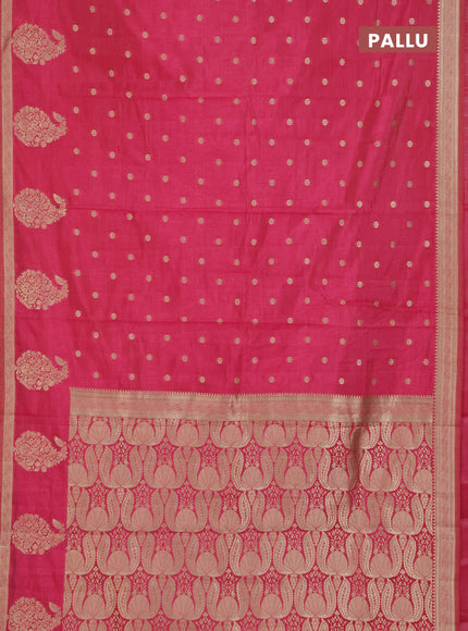 Semi raw silk saree pink with zari woven buttas and zari woven border