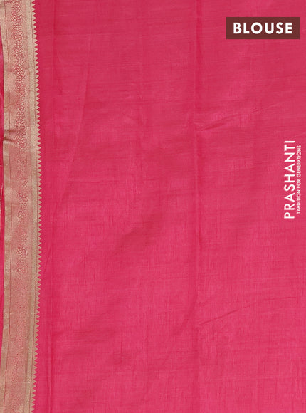 Semi raw silk saree pink with zari woven buttas and zari woven border
