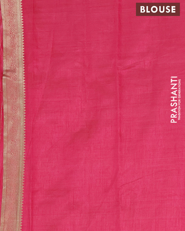 Semi raw silk saree pink with zari woven buttas and zari woven border
