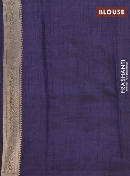 Semi raw silk saree navy blue with zari woven buttas and zari woven border