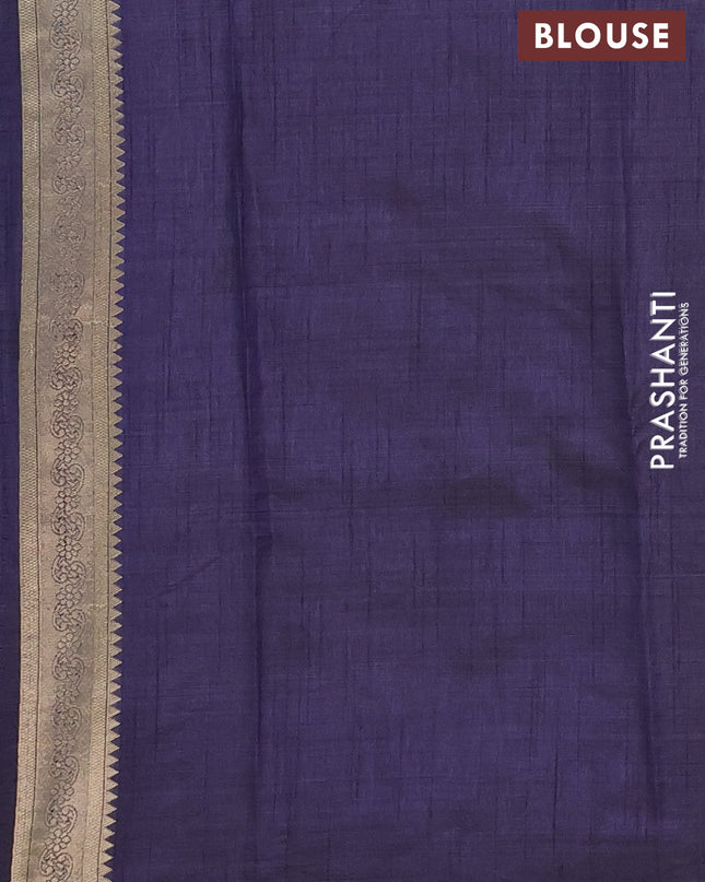 Semi raw silk saree navy blue with zari woven buttas and zari woven border