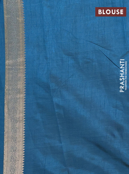 Semi raw silk saree cs blue with zari woven buttas and zari woven border