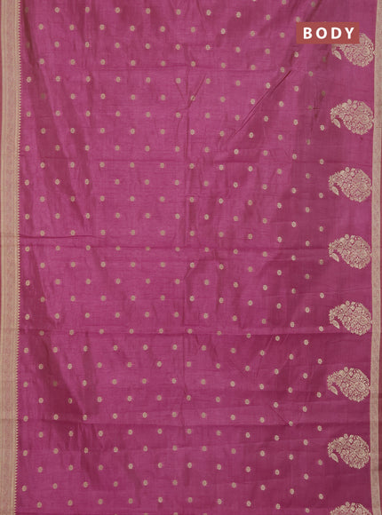 Semi raw silk saree mauve pink with zari woven buttas and zari woven border