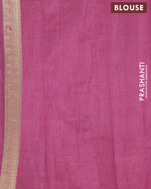 Semi raw silk saree mauve pink with zari woven buttas and zari woven border